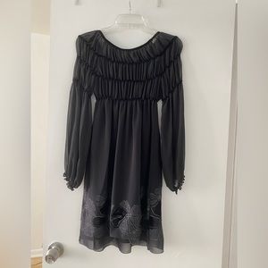 Long sleeve black cocktail dress